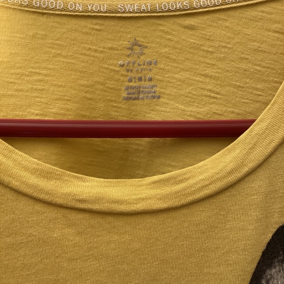 Offline by Aerie Gold cropped Oversized Graphic Shirt Bulldog Size Medium - Picture 3 of 4